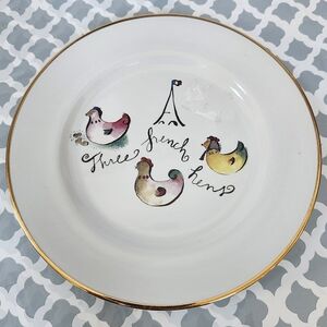 Rosanna Three Turtle Doves White Plate with Gold Rim 8 Inch Salad